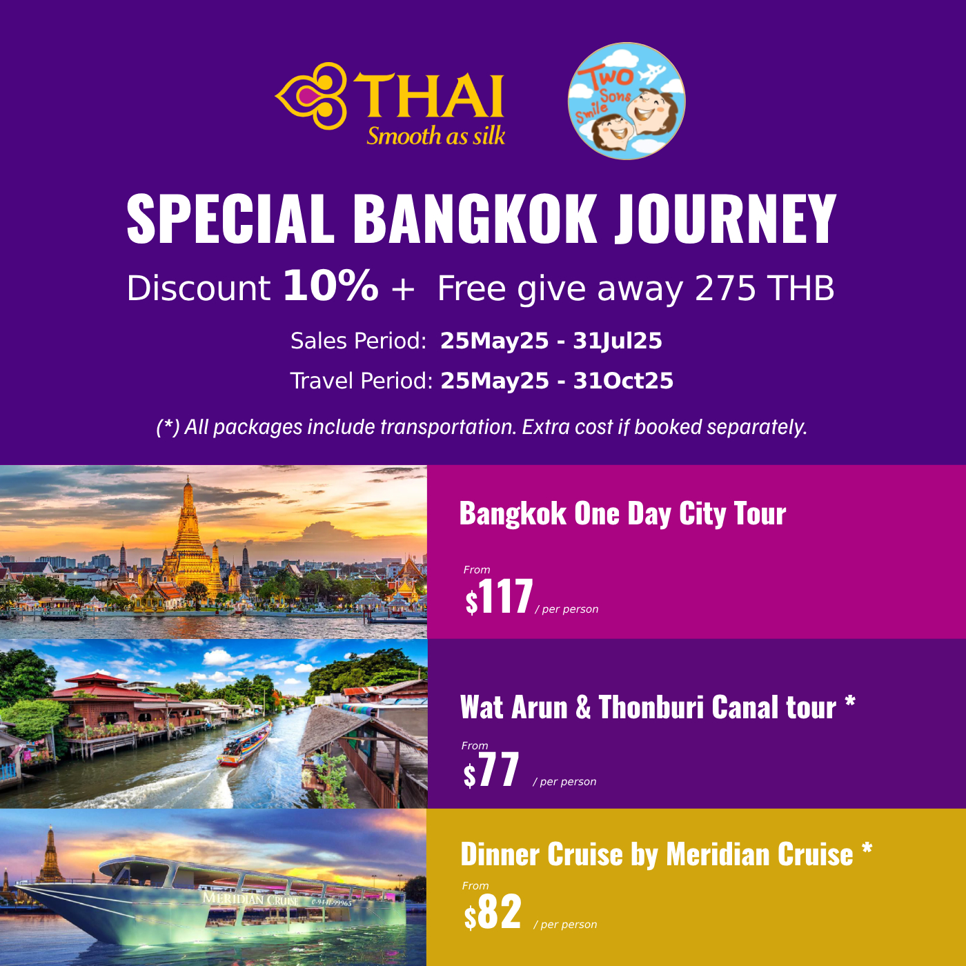 Ưu đãi du lịch Bangkok đặc biệt – dành riêng cho hành khách Thai Airways